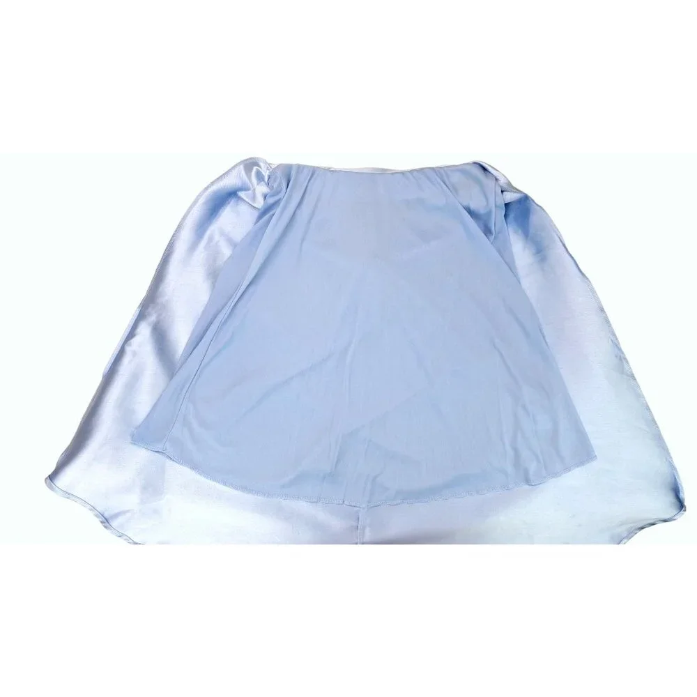 Nickie Lew Light Blue High-Low Skirt Girl Size 14 Satin Elastic Waist Zipper New - Picture 6 of 11